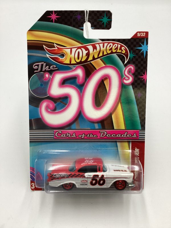 2011 Hot Wheels Cars of the Decades The 50s #9 56 Chevy Bel Air White Red 157F Discount