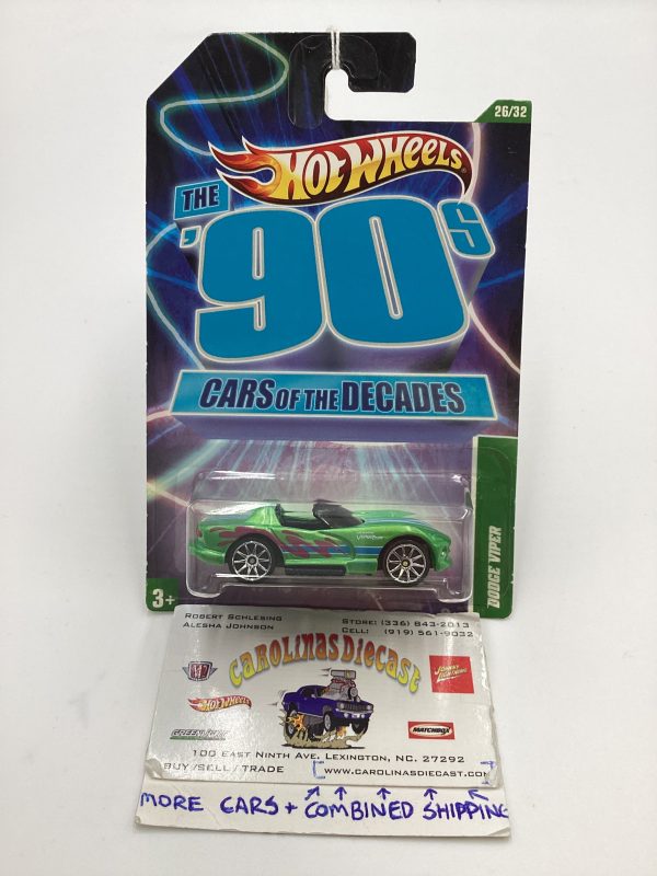 2011 Hot Wheels Cars of the Decades The 90s #26 Dodge Viper Green 157H Hot on Sale