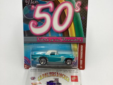 2011 Hot Wheels Cars of the Decades The 50s #10 57 Ford Thunderbird  Light Blue 157G Discount