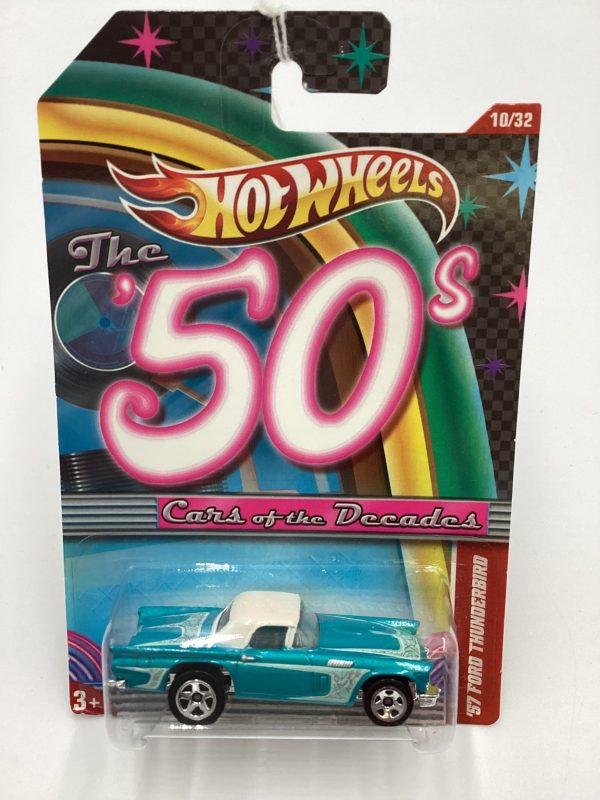 2011 Hot Wheels Cars of the Decades The 50s #10 57 Ford Thunderbird  Light Blue 157G Discount