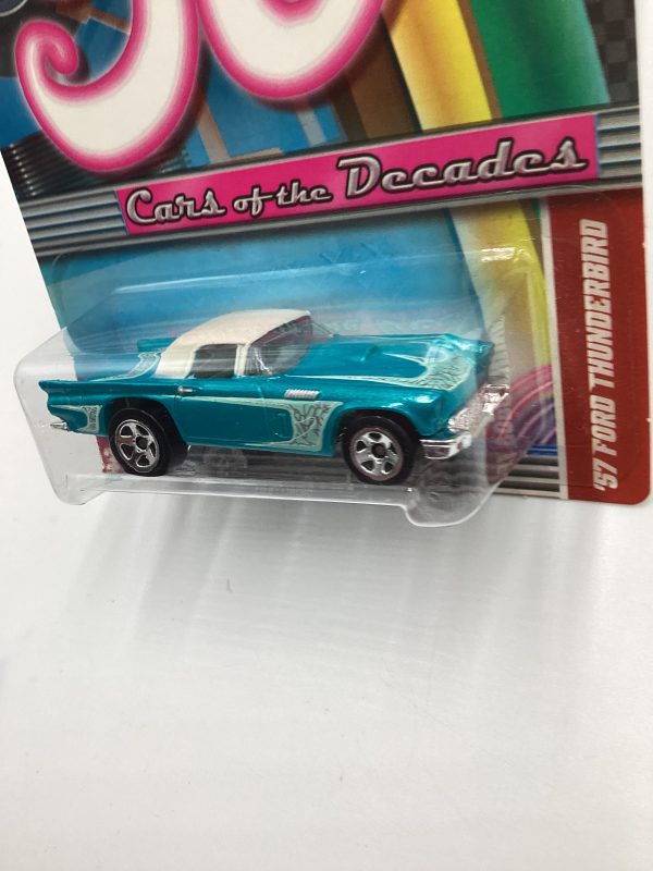 2011 Hot Wheels Cars of the Decades The 50s #10 57 Ford Thunderbird  Light Blue 157G Discount