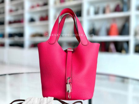 Hermes Picotin 18 Taurillon Clemence TC Leather Hot Pink Silver Hardware Online Sale