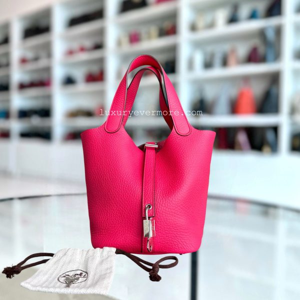 Hermes Picotin 18 Taurillon Clemence TC Leather Hot Pink Silver Hardware Online Sale