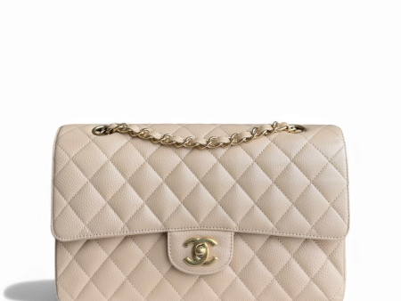 Chanel Classic Flap Medium - Caviar 25CM Quilted Beige Gold Hardware Series 15 Online now