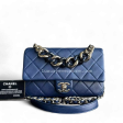 2020 Elegant Resin Chain Classic Flap Quilted Lambskin Dark Blue Two-Tone Golden Hardware No 29 Fashion