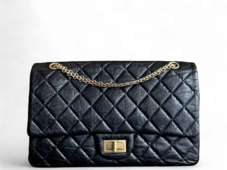 2.55 227 Large 31CM Quilted Calfskin Black Golden Hardware Series 14 For Discount