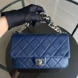 2020 Elegant Resin Chain Classic Flap Quilted Lambskin Dark Blue Two-Tone Golden Hardware No 29 Fashion