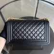 Caviar Boy Medium 25CM Quilted Black Golden Hardware Series 28 For Cheap