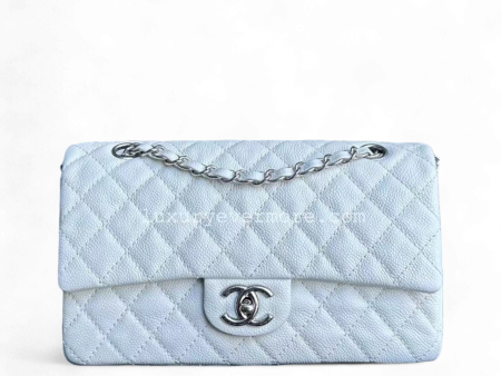 Chanel Classic Flap Medium - Caviar Calfskin White Silver Hardware Series 12 Fashion