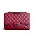 Chanel Classic Flap Jumbo - Caviar 30CM Single Flap Quilted Burgundy Dark Red Silver Hardware Series 13 Cheap