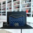 Chanel Boy Small - Quilted Lambskin Dark Blue Ruthenium Silver Hardware Series 21 Online