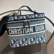 Dior Vanity - Oblique Embroidery Top Handle Bag In Jacquard Blue SHW For Sale