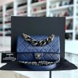 2020 Elegant Resin Chain Classic Flap Quilted Lambskin Dark Blue Two-Tone Golden Hardware No 29 Fashion