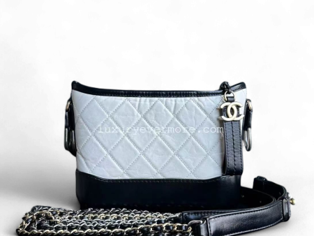 Chanel Gabrielle Small - 20CM Quilted Calfskin White Black Two-Tone Hardware Sale