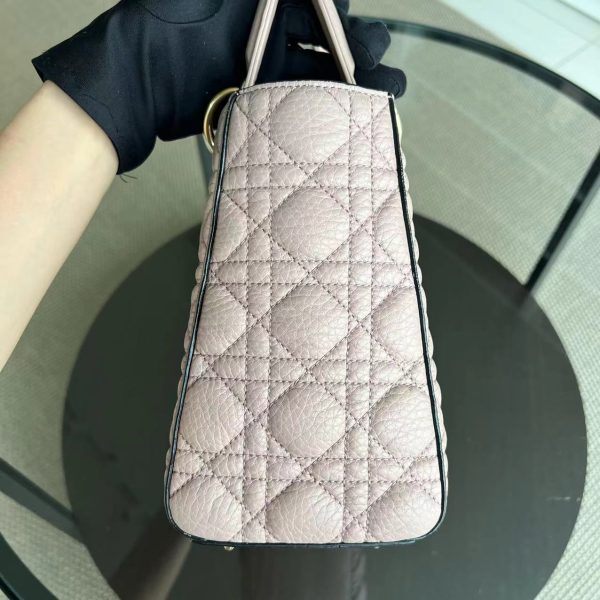 *Flap, Full Set, Receipt* Lady Medium Grained Calfskin Nude Pink Blush Golden Hardware Flap Opening on Sale