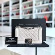 Caviar Boy Small Quilted Grained Calfskin White Silver Hardware Series 25 Fashion