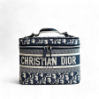 Dior Vanity - Oblique Embroidery Top Handle Bag In Jacquard Blue SHW For Sale