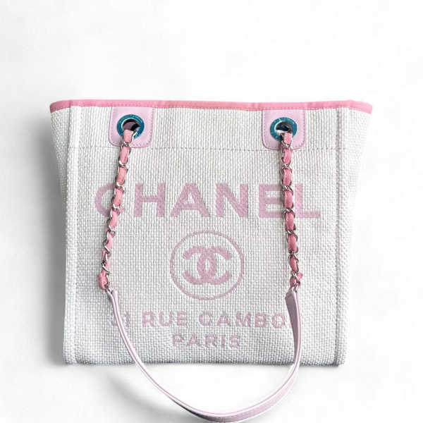 Chanel Deauville Mini - Tote Pink Fabric Silver Hardware Series 21 Discount