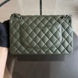 Caviar Double Flap 25CM Quilted Calfskin Green GHW No 14 Discount