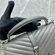 YSL College Medium Gray Leather Bag SHW Yves Saint Laurent Sale