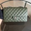 Caviar Double Flap 25CM Quilted Calfskin Green GHW No 14 Discount