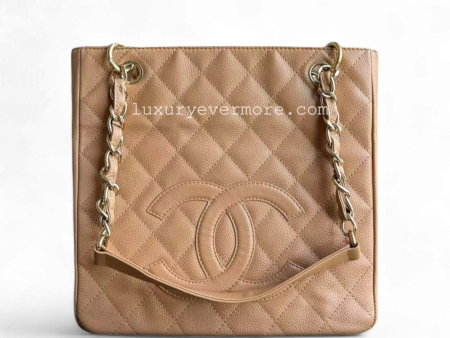 Caivar PST Petite Shopping Tote Quilted Beige Golden Hardware Series 11 Online