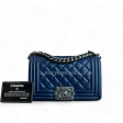 Chanel Boy Small - Quilted Lambskin Dark Blue Ruthenium Silver Hardware Series 21 Online