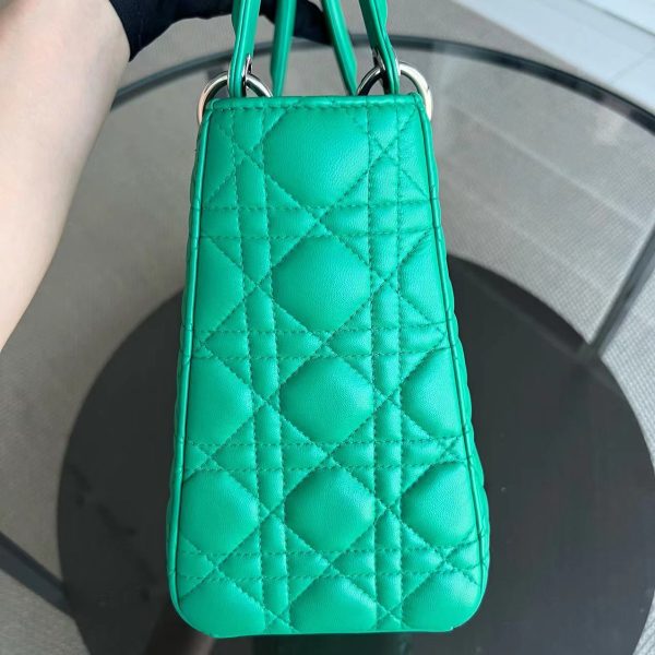 *Receipt* Lady Small Cannage Lambskin Green Silver Hardware Online Sale