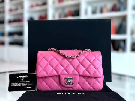 Balance of *Unused* Chanel Mini Rectangular Classic Flap Quilted Lambskin Pink SHW No 27 on Sale