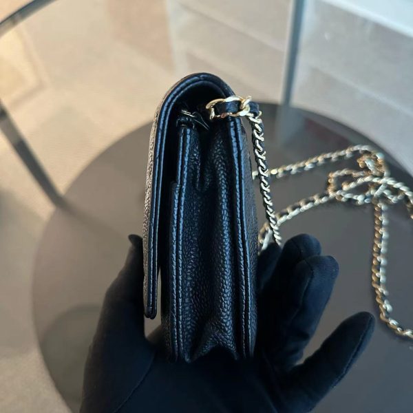 Chanel Caviar WOC Wallet On Chain Quilted Calfskin Black GHW No 18 For Sale