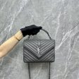 YSL College Medium Gray Leather Bag SHW Yves Saint Laurent Sale