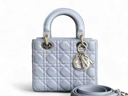 Dior Lady Small - Lambskin Cannage Grey Gray Golden Hardware ABC Online Sale