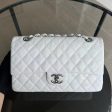 Chanel Classic Flap Medium - Caviar Calfskin White Silver Hardware Series 12 Fashion