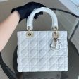 *Flap Version, Grained Calfskin, No Strap* Lady Medium White Cannage Grained Calfskin White GHW Fashion