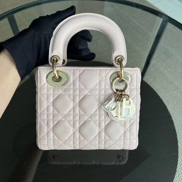 *Adjustable Strap* Lady Mini Cannage Lambskin Sakura Pink GHW Online Hot Sale