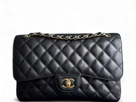 Chanel Caviar Jumbo Double Flap Classic Flap Quilted Calfskin Black GHW For Cheap