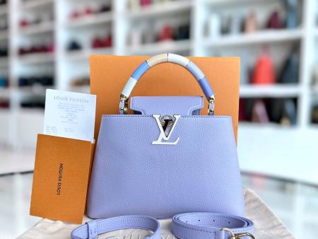 *2024 Receipt Full Set* Capucines BB Taurillon Leather Calfskin RFID Light Purple Louis Vuitton Fashion