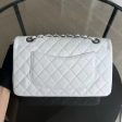 Chanel Classic Flap Medium - Caviar Calfskin White Silver Hardware Series 12 Fashion