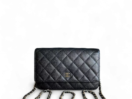 Chanel Caviar WOC Wallet On Chain Quilted Calfskin Black GHW No 18 For Sale