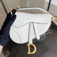 *With Strap, Grained Calfskin* Dior Saddle Small 21CM Grained Calfskin White GHW Hot on Sale