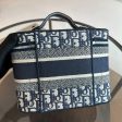 Dior Vanity - Oblique Embroidery Top Handle Bag In Jacquard Blue SHW For Sale