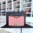 Chanel Boy Small - Caviar Chevron Calfskin Sakura Pink Golden Hardware Series 27 Sale