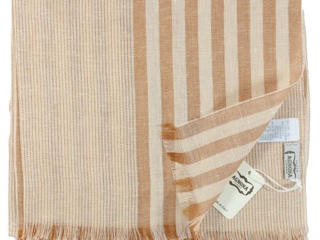 Agnona Scarf Rust Orange Beige Stripes - Linen Cashmere Silk Shawl FINAL SALE Online Sale