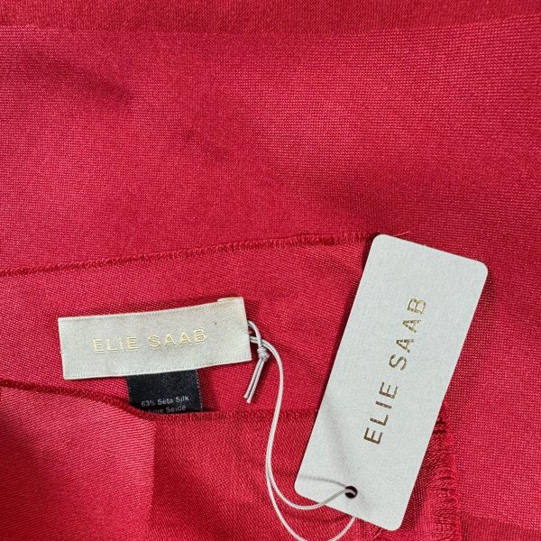 Elie Saab Scarf Red Logo - Wool Silk Designer Shawl SALE Discount