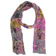 Kenzo Scarf Purple Pink Floral Design - Wool Silk Shawl Fashion