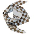 Lanvin Scarf Taupe White Check Design - Twill Silk Scarf SALE Supply