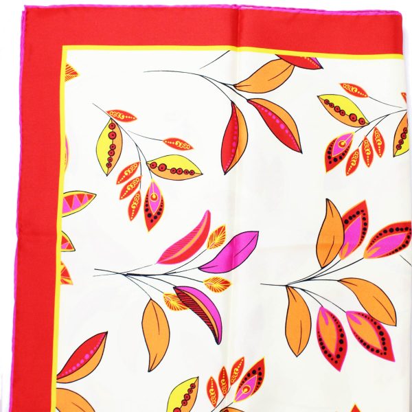 Kiton Scarf White Red Yellow Floral - Twill Silk Square Women Foulard Online now