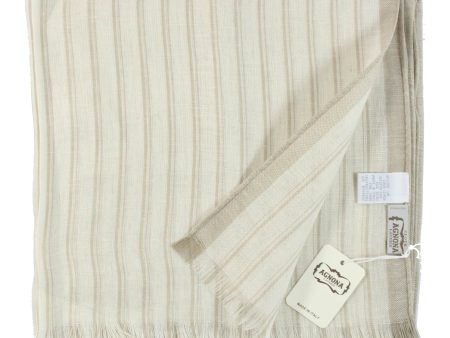 Agnona Scarf Beige Stripes Lightweight Linen Silk Shawl FINAL SALE on Sale