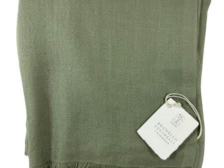 Brunello Cucinelli Cashmere Scarf Moss Green - Large Women Shawl SALE For Cheap