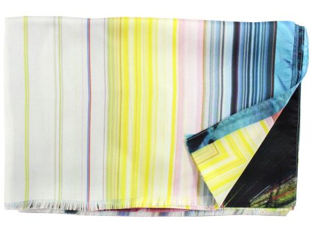 Christian Lacroix Scarf Original Print Yellow Blue Green Stripes Shawl FINAL SALE on Sale